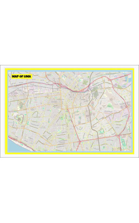 Map of Lima with Neighborhoods, Streets, Roads, Highways and Parks - Laminated Wall Map Poster Print - Vivid Imagery with Bright Colors