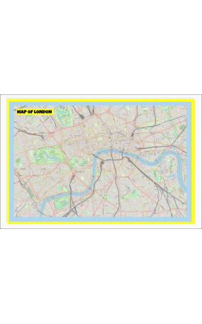 Map of London with Neighborhoods, Streets, Roads, Highways and Parks - Laminated Wall Map Poster Print - Vivid Imagery with Bright Colors