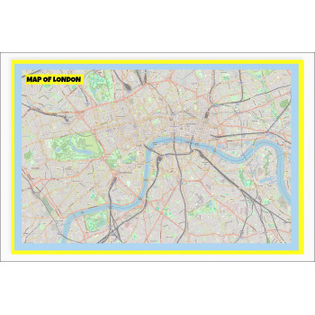 Map of London with Neighborhoods, Streets, Roads, Highways and Parks - Laminated Wall Map Poster Print - Vivid Imagery with Bright Colors