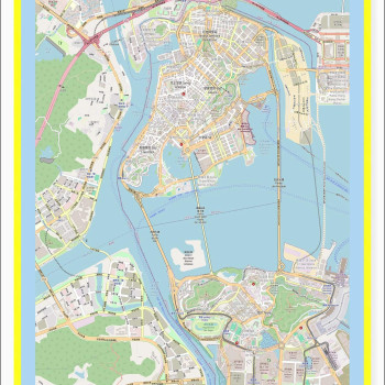Map of Macau with Neighborhoods, Streets, Roads, Highways and Parks - Laminated Wall Map Poster Print - Vivid Imagery with Bright Colors