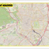 Map of Madrid with Neighborhoods, Streets, Roads, Highways and Parks - Laminated Wall Map Poster Print - Vivid Imagery with Bright Colors