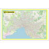 Map of Melbourne with Neighborhoods, Streets, Roads, Highways and Parks - Laminated Wall Map Poster Print - Vivid Imagery with Bright Colors