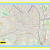 Map of Milan with Neighborhoods, Streets, Roads, Highways and Parks - Laminated Wall Map Poster Print - Vivid Imagery with Bright Colors