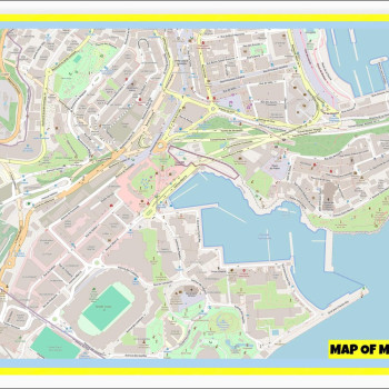 Map of Monaco with Neighborhoods, Streets, Roads, Highways and Parks - Laminated Wall Map Poster Print - Vivid Imagery with Bright Colors