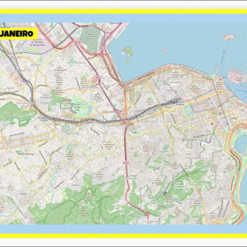 Map of Rio de Janeiro with Neighborhoods, Streets, Roads, Highways and Parks - Laminated Wall Map Poster Print