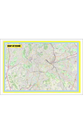 Map of Rome with Neighborhoods, Streets, Roads, Highways and Parks - Laminated Wall Map Poster Print - Vivid Imagery with Bright Colors