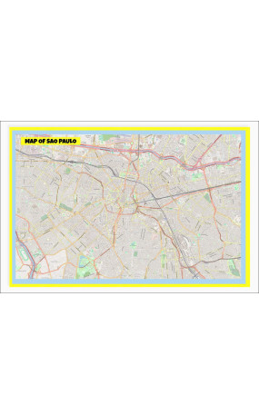 Map of Sao Paulo with Neighborhoods, Streets, Roads, Highways and Parks - Laminated Wall Map Poster Print - Vivid Imagery with Bright Colors