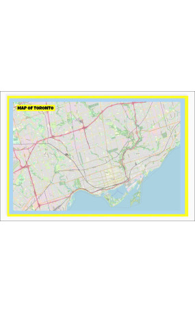 Map of Toronto with Neighborhoods, Streets, Roads, Highways and Parks - Laminated Wall Map Poster Print - Vivid Imagery with Bright Colors