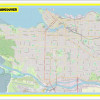 Map of Vancouver with Neighborhoods, Streets, Roads, Highways and Parks - Laminated Wall Map Poster Print - Vivid Imagery with Bright Colors