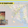 Map of Maryland Large Detailed Roads and Highways, Map of Maryland State with All Cities, Parks and Landmarks - Laminated Wall Map Poster