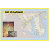Map of Maryland Large Detailed Roads and Highways, Map of Maryland State with All Cities, Parks and Landmarks - Laminated Wall Map Poster