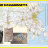 Map of Massachusetts Large Detailed Roads and Highways, Map of Massachusetts State with All Cities, Parks and Landmarks - Laminated Wall Map