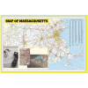Map of Massachusetts Large Detailed Roads and Highways, Map of Massachusetts State with All Cities, Parks and Landmarks - Laminated Wall Map