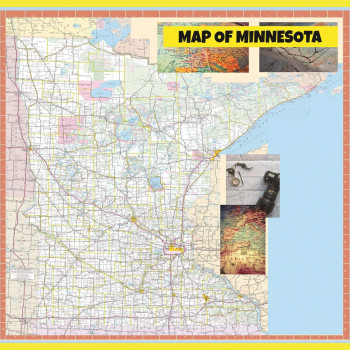 Map of Minnesota Large Detailed Roads and Highways, Map of Minnesota State with All Cities, Parks and Landmarks - Laminated Wall Map Poster
