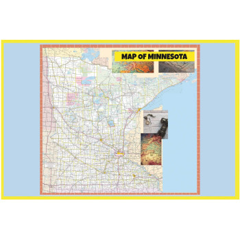 Map of Minnesota Large Detailed Roads and Highways, Map of Minnesota State with All Cities, Parks and Landmarks - Laminated Wall Map Poster