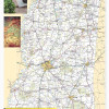 Map of Missippissi Large Detailed Roads and Highways, Map of Missippissi State with All Cities, Parks and Landmarks - Laminated Wall Map