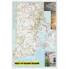 Map of Rhode Island Large Detailed Roads and Highways, Map of Rhode Island State with All Cities, Parks and Landmarks - Laminated Wall Map