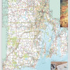 Map of Rhode Island Large Detailed Roads and Highways, Map of Rhode Island State with All Cities, Parks and Landmarks - Laminated Wall Map