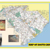 Map of South Carolina Large Detailed Roads and Highways, Map of South Carolina State with All Cities, Parks and Landmarks - Laminated Wall Map