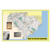 Map of South Carolina Large Detailed Roads and Highways, Map of South Carolina State with All Cities, Parks and Landmarks - Laminated Wall Map