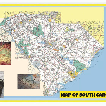 Map of South Carolina Large Detailed Roads and Highways, Map of South Carolina State with All Cities, Parks and Landmarks - Laminated Wall Map