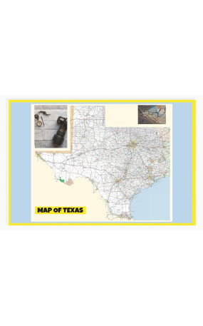 Map of Texas Large Detailed Roads and Highways, Map of Texas State with All Cities, Parks and Landmarks - Laminated Wall Map Poster Print