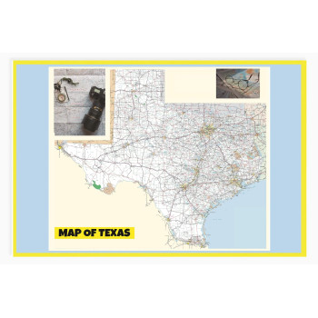 Map of Texas Large Detailed Roads and Highways, Map of Texas State with All Cities, Parks and Landmarks - Laminated Wall Map Poster Print