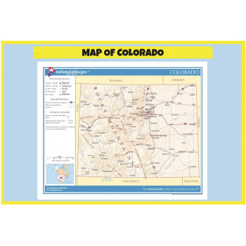 Map of Colorado Style B  - Laminated Wall Map Poster Print Perfect for Classrooms and Homes - Vivid Imagery with Bright Colors