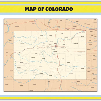 Map of Colorado - Laminated Map Wall Poster Print Perfect for Classrooms and Homes - Vivid Imagery with Bright Colors