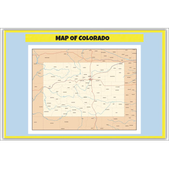 Map of Colorado - Laminated Map Wall Poster Print Perfect for Classrooms and Homes - Vivid Imagery with Bright Colors