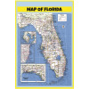 Map of Florida Style B - Laminated Wall Map Poster Print Perfect for Classrooms and Homes - Vivid Imagery with Bright Colors