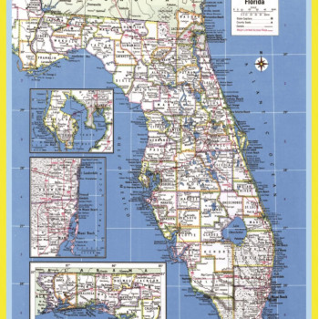 Map of Florida Style B - Laminated Wall Map Poster Print Perfect for Classrooms and Homes - Vivid Imagery with Bright Colors