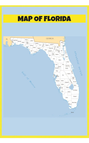 Map of Florida - Laminated Wall Map Poster Print Perfect for Classrooms and Homes - Vivid Imagery with Bright Colors