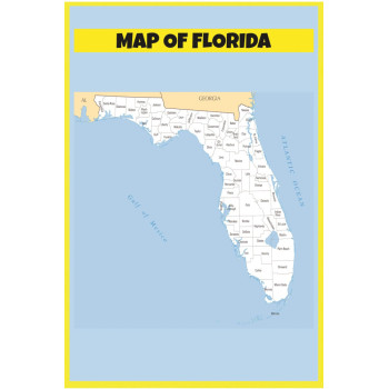 Map of Florida - Laminated Wall Map Poster Print Perfect for Classrooms and Homes - Vivid Imagery with Bright Colors