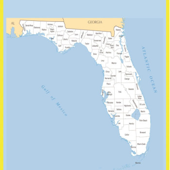 Map of Florida - Laminated Wall Map Poster Print Perfect for Classrooms and Homes - Vivid Imagery with Bright Colors