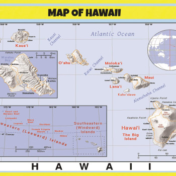 Map of Hawaii Style C  - Laminated Wall Map Poster Print Perfect for Classrooms and Homes - Vivid Imagery with Bright Colors