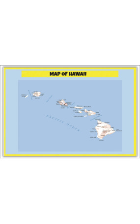 Map of Hawaii - Laminated Wall Map Poster Print Perfect for Classrooms and Homes - Vivid Imagery with Bright Colors