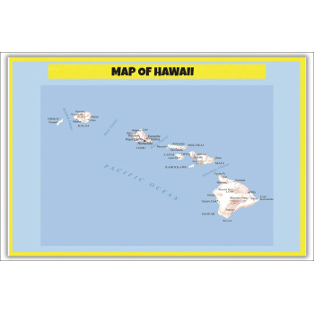 Map of Hawaii - Laminated Wall Map Poster Print Perfect for Classrooms and Homes - Vivid Imagery with Bright Colors