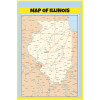 Map of Illinois Style B  - Laminated Wall Map Poster Print Perfect for Classrooms and Homes - Vivid Imagery with Bright Colors