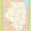 Map of Illinois Style B  - Laminated Wall Map Poster Print Perfect for Classrooms and Homes - Vivid Imagery with Bright Colors