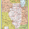 Map of Illinois Style C - Laminated Wall Map Poster Print Perfect for Classrooms and Homes - Vivid Imagery with Bright Colors
