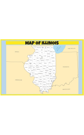 Map of Illinois - Laminated Wall Map Poster Print Perfect for Classrooms and Homes - Vivid Imagery with Bright Colors