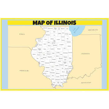 Map of Illinois - Laminated Wall Map Poster Print Perfect for Classrooms and Homes - Vivid Imagery with Bright Colors