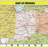 Map of Indiana Style C  - Laminated Wall Map Poster Print Perfect for Classrooms and Homes - Vivid Imagery with Bright Colors
