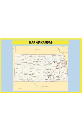 Map of Kansas - Laminated Wall Map Poster Print Perfect for Classrooms and Homes - Vivid Imagery with Bright Colors