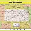 Map of Kansas Style C - Laminated Wall Map Poster Print Perfect for Classrooms and Homes - Vivid Imagery with Bright Colors