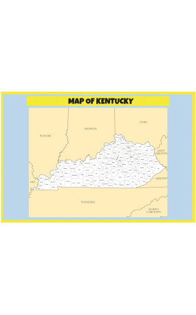 Map of Kentucky - Laminated Wall Map Poster Print Perfect for Classrooms and Homes - Vivid Imagery with Bright Colors