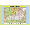 Map of Kentucky Style C  - Laminated Wall Map Poster Print Perfect for Classrooms and Homes - Vivid Imagery with Bright Colors