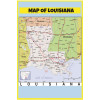 Map of Louisiana Style C  - Laminated Wall Map Poster Print Perfect for Classrooms and Homes - Vivid Imagery with Bright Colors
