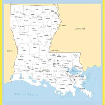 Map of Louisiana  - Laminated Wall Map Poster Print Perfect for Classrooms and Homes - Vivid Imagery with Bright Colors
